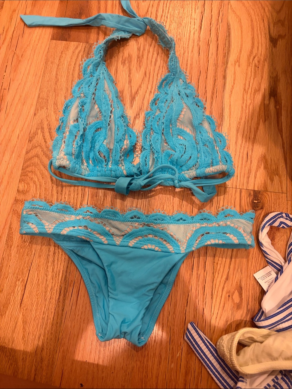 Pily Q Blue Lace Halter Bikini Set